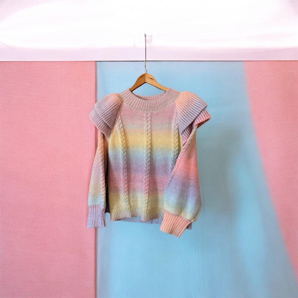 THML Women's Thick Knit Pastel Watercolor Sweater Large - Picture 2 of 6